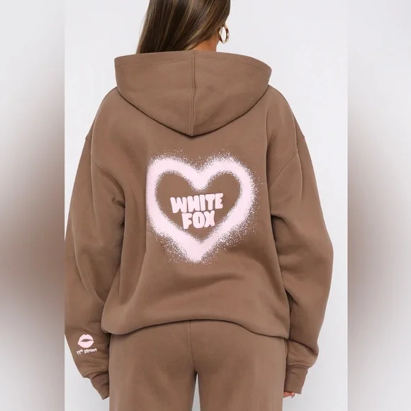White Fox 11th Street City Girl At Heart Oversized Hoodie Cinnamon Bun Pink S/M - Picture 3 of 3